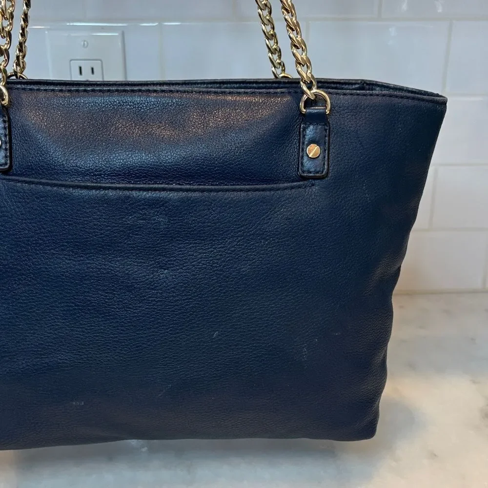 Michael Kors Bag Purse Handbag Leather Pebbled Chain Link Shoulder Tote Bag